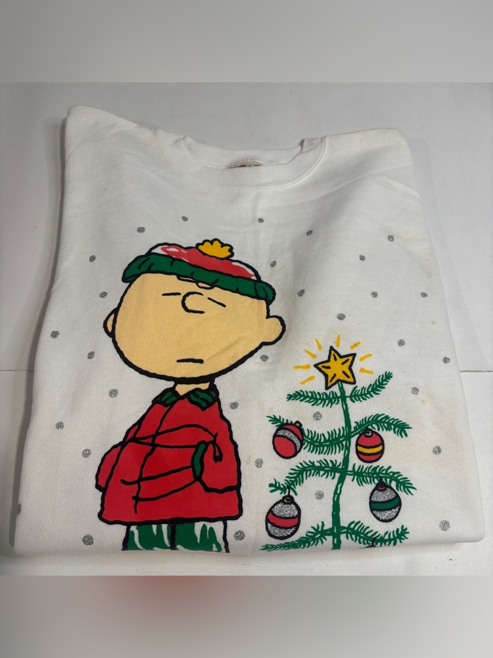 Vintage Peanuts Charlie Brown Christmas Tree Crewneck Sweatshirt Size XL